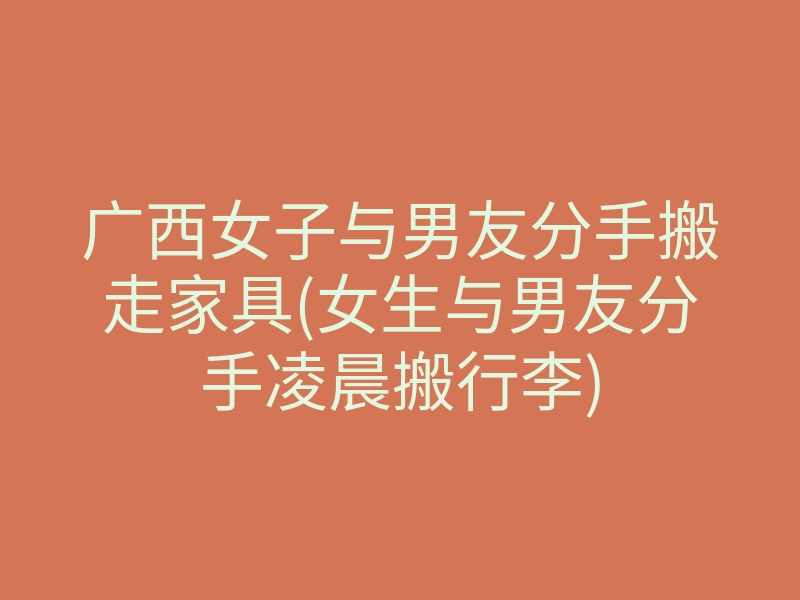 广西女子与男友分手搬走家具(女生与男友分手凌晨搬行李)