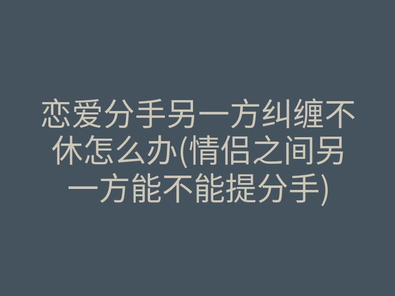 恋爱分手另一方纠缠不休怎么办(情侣之间另一方能不能提分手)