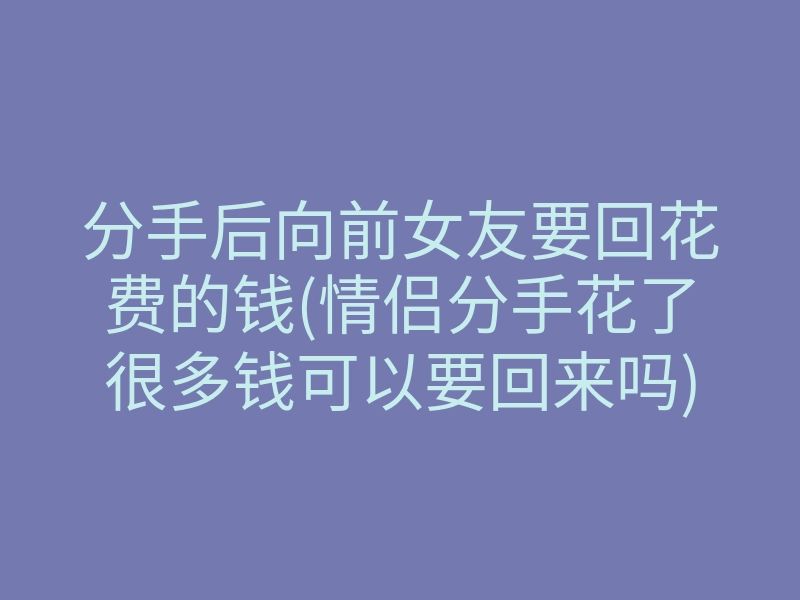 分手后向前女友要回花费的钱(情侣分手花了很多钱可以要回来吗)