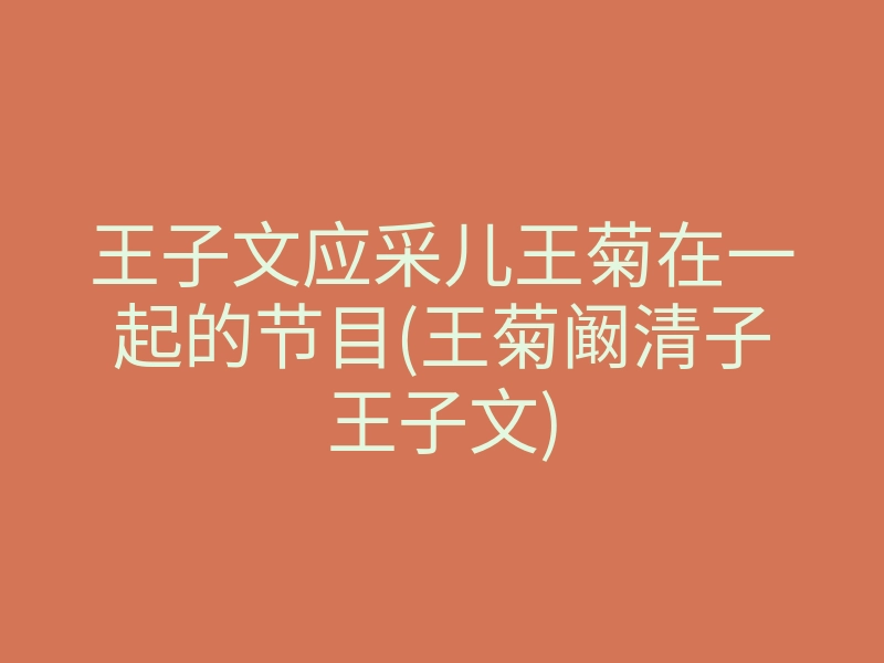 王子文应采儿王菊在一起的节目(王菊阚清子王子文)