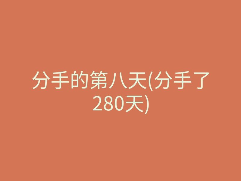 分手的第八天(分手了280天)