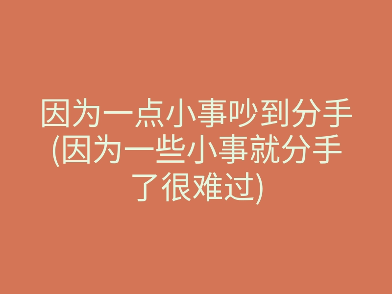 因为一点小事吵到分手(因为一些小事就分手了很难过)