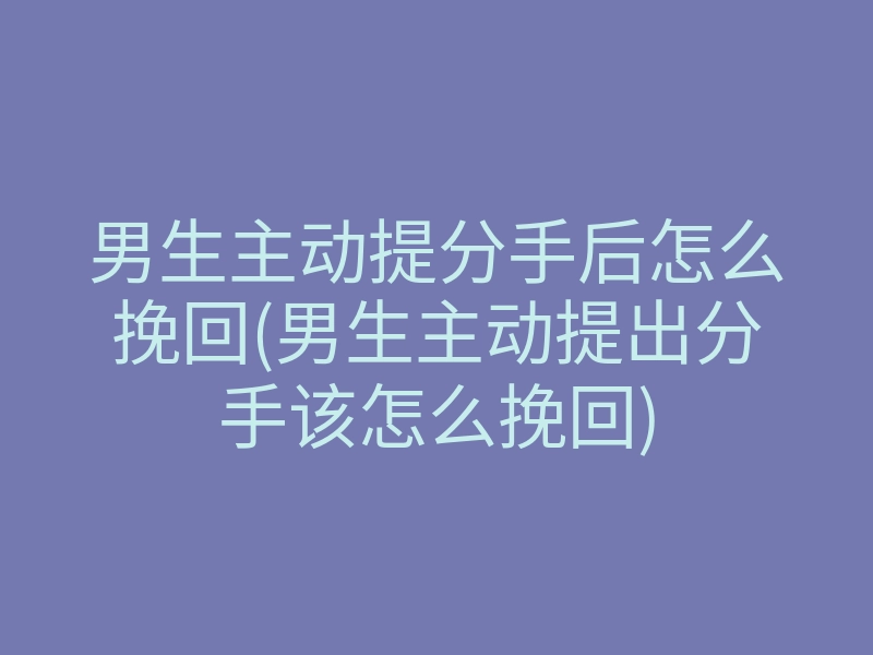 男生主动提分手后怎么挽回(男生主动提出分手该怎么挽回)