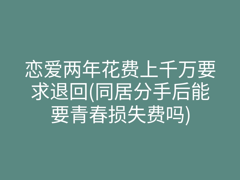 恋爱两年花费上千万要求退回(同居分手后能要青春损失费吗)