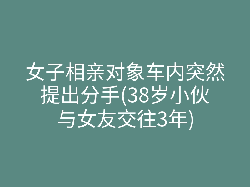 女子相亲对象车内突然提出分手(38岁小伙与女友交往3年)