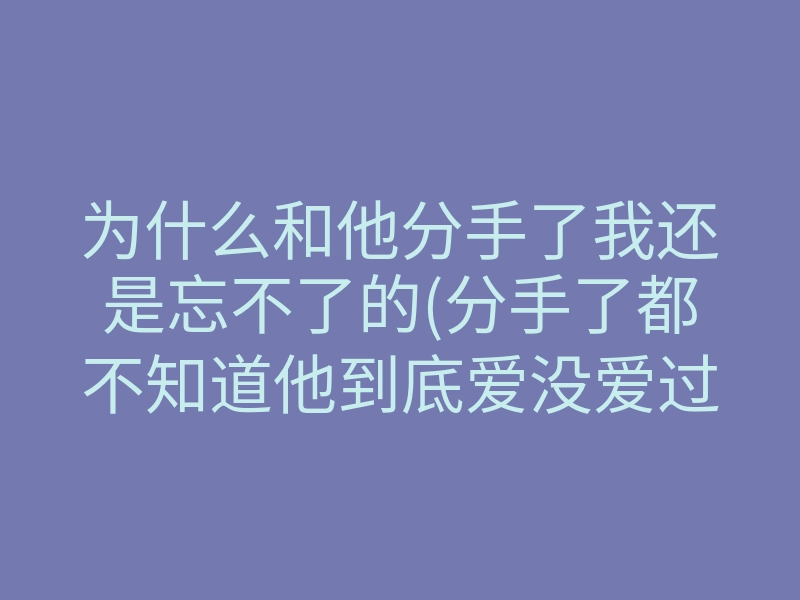 为什么和他分手了我还是忘不了的(分手了都不知道他到底爱没爱过我)