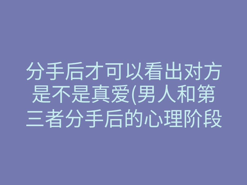 分手后才可以看出对方是不是真爱(男人和第三者分手后的心理阶段)