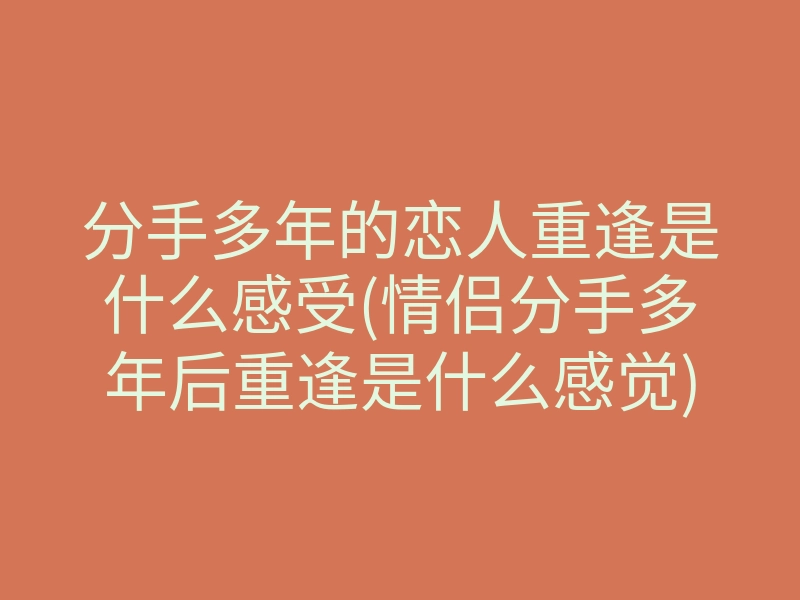 分手多年的恋人重逢是什么感受(情侣分手多年后重逢是什么感觉)