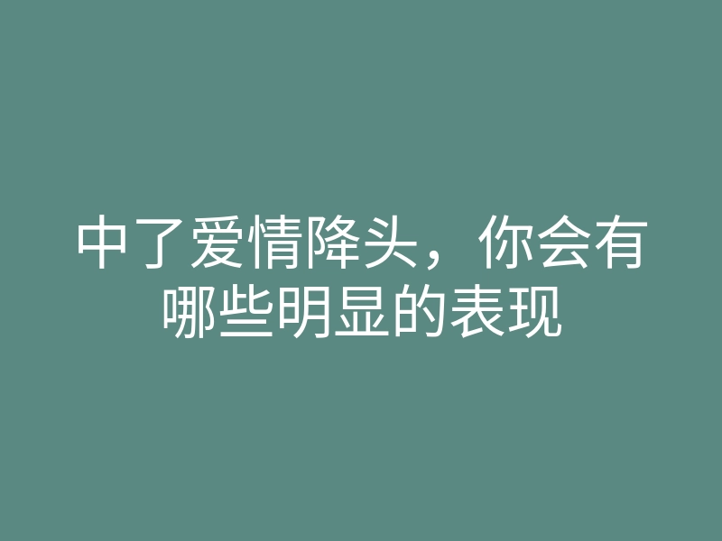 中了爱情降头,你会有哪些明显的表现