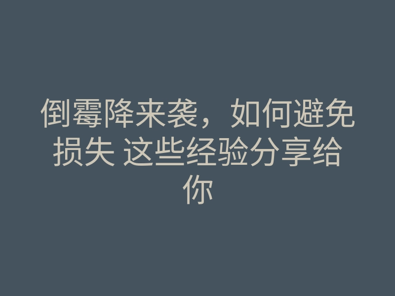 倒霉降来袭,如何避免损失 这些经验分享给你