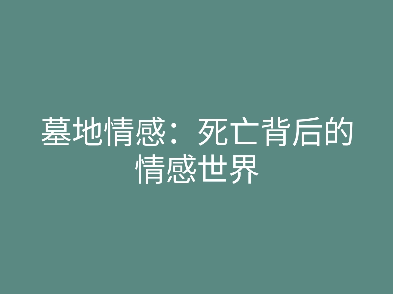 墓地情感:死亡背后的情感世界