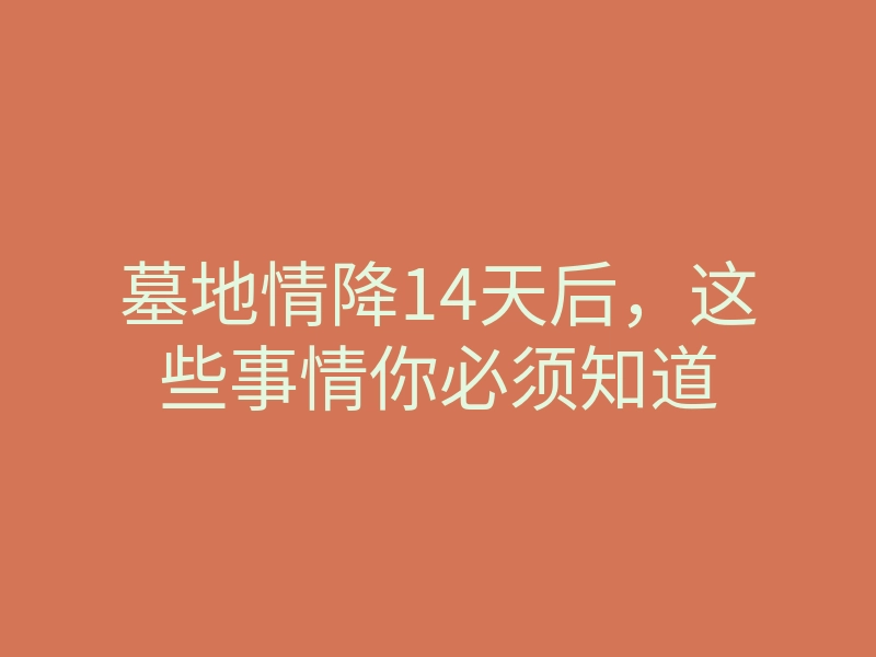墓地情降14天后,这些事情你必须知道