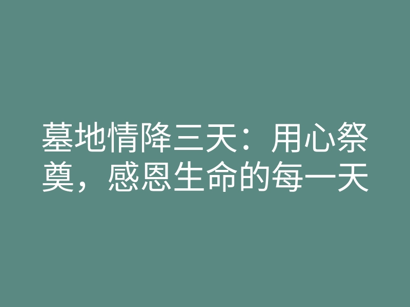 墓地情降三天:用心祭奠,感恩生命的每一天