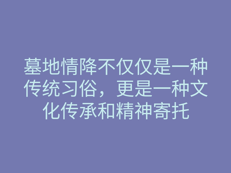 墓地情降不仅仅是一种传统习俗,更是一种文化传承和精神寄托