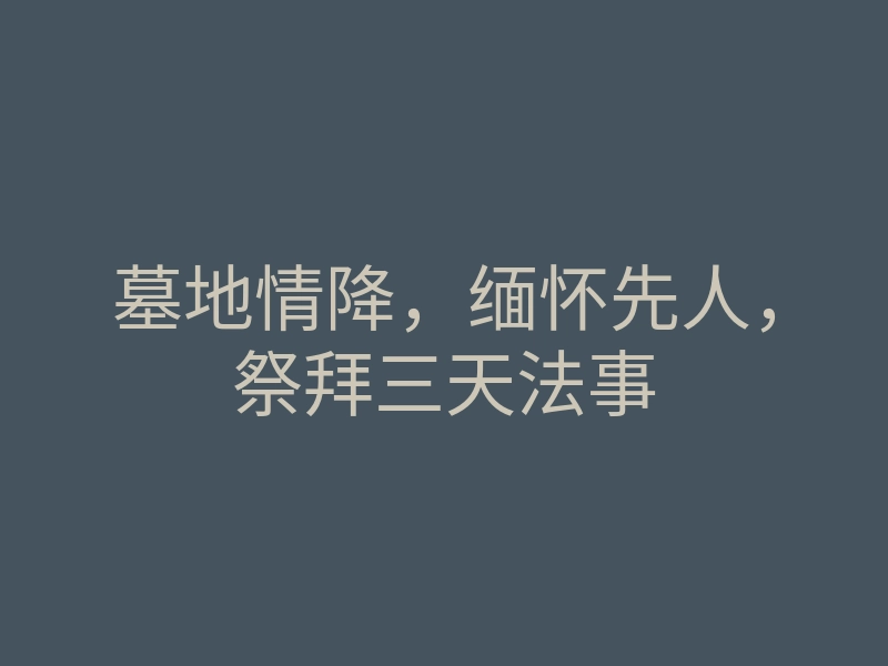 墓地情降,缅怀先人,祭拜三天法事