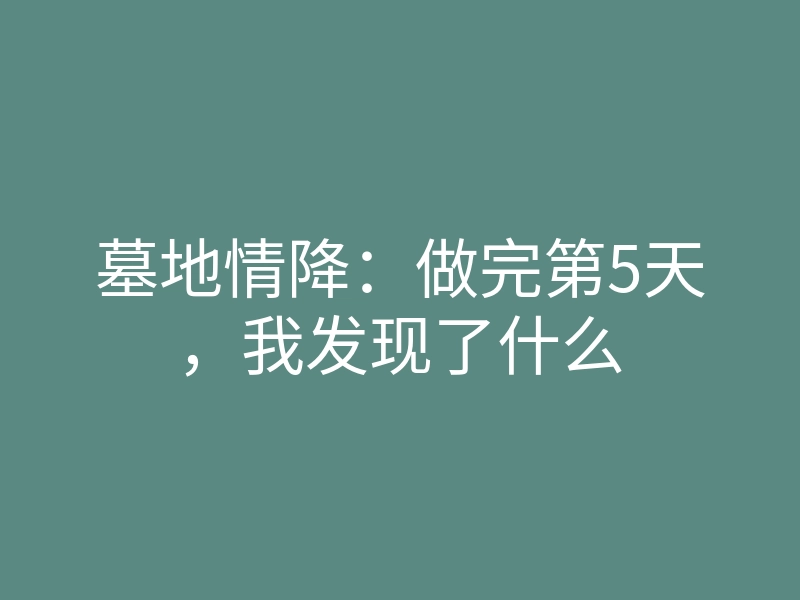 墓地情降：做完第5天，我发现了什么