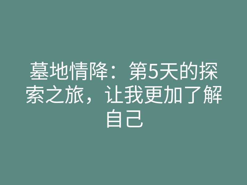 墓地情降：第5天的探索之旅，让我更加了解自己