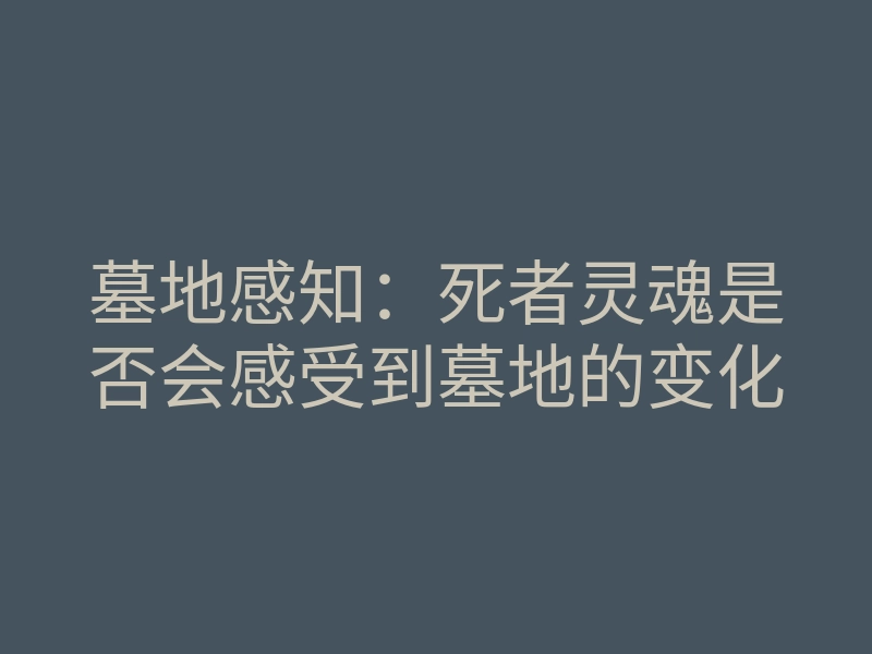 墓地感知:死者灵魂是否会感受到墓地的变化