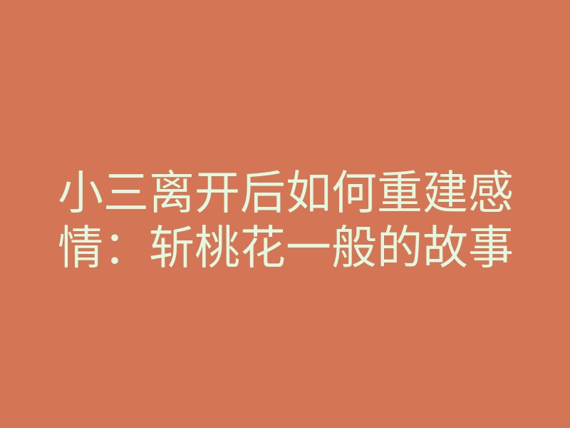 小三离开后如何重建感情:斩桃花一般的故事