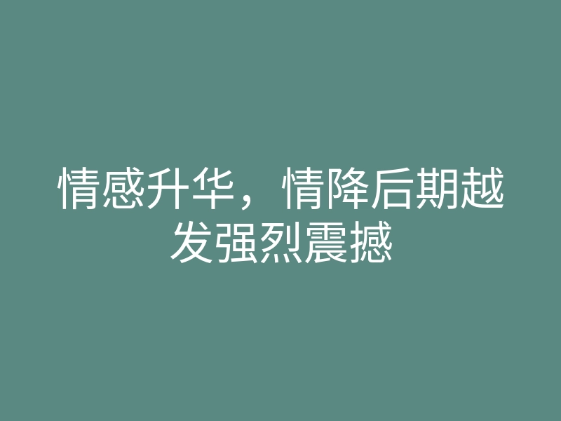 情感升华,情降后期越发强烈震撼