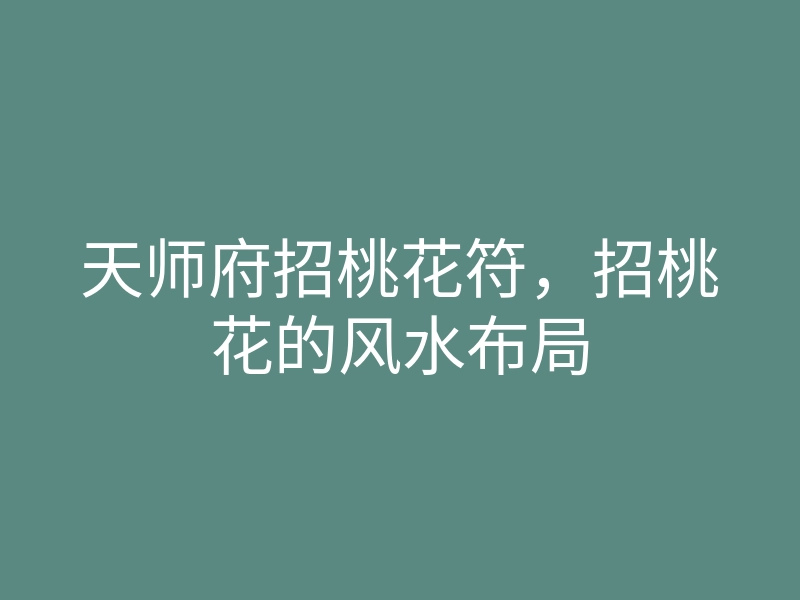 天师府招桃花符,招桃花的风水布局