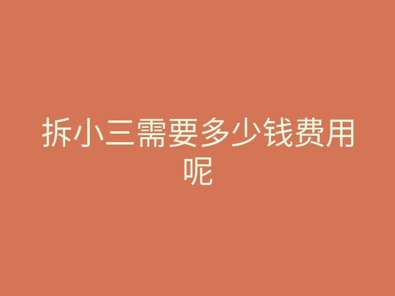 拆小三需要多少钱费用呢