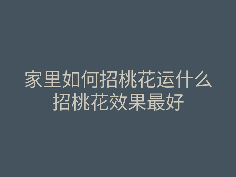 家里如何招桃花运什么招桃花效果最好
