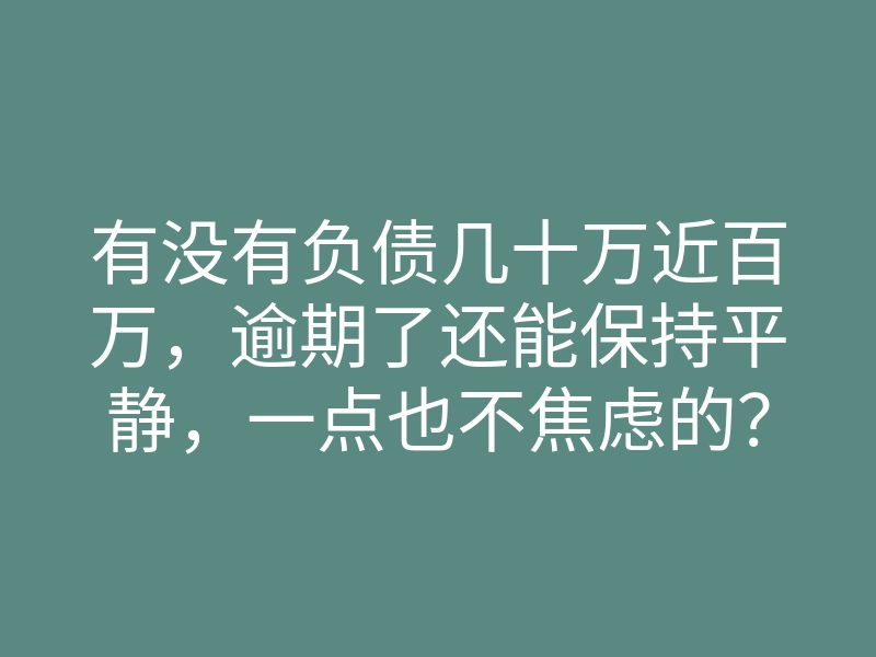有没有负债几十万近百万,逾期了还能保持平静,一点也不焦虑的?