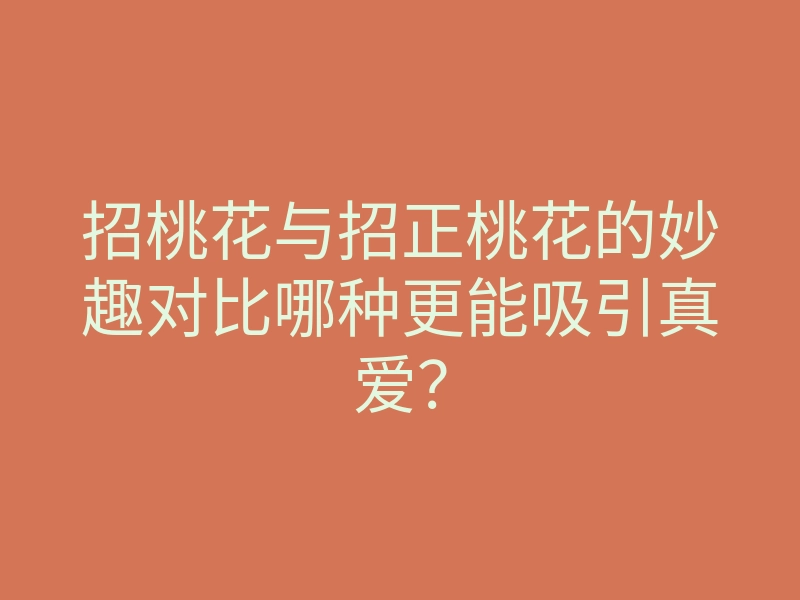 招桃花与招正桃花的妙趣对比哪种更能吸引真爱?