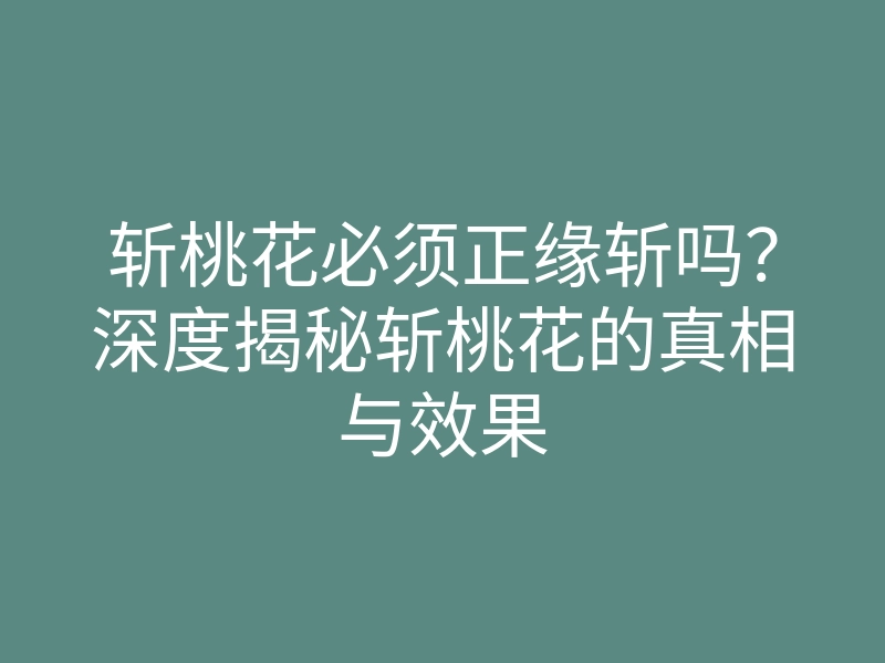 斩桃花必须正缘斩吗?深度揭秘斩桃花的真相与效果