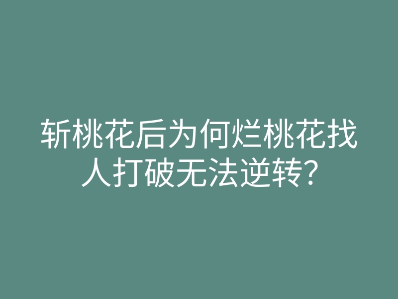 斩桃花后为何烂桃花找人打破无法逆转?