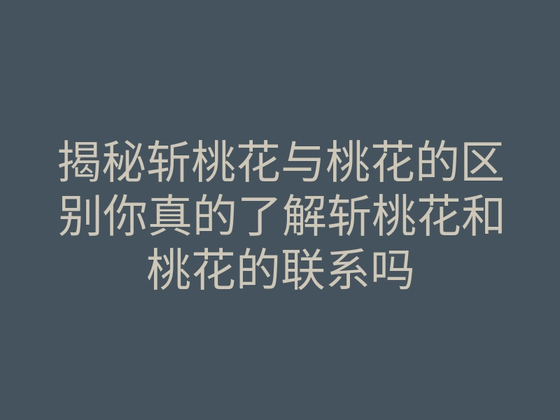 揭秘斩桃花与桃花的区别你真的了解斩桃花和桃花的联系吗