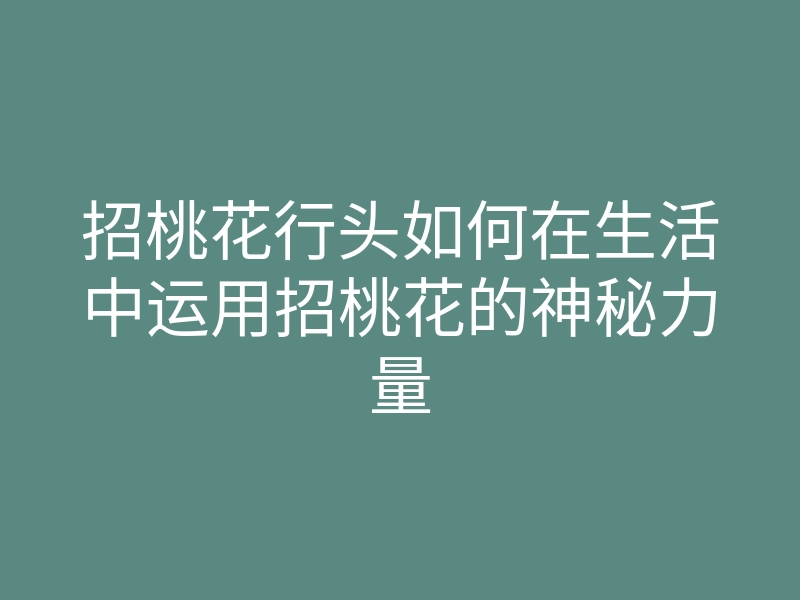 招桃花行头如何在生活中运用招桃花的神秘力量