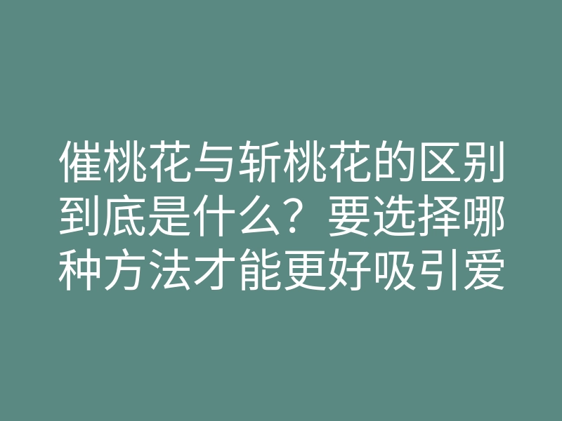 催桃花与斩桃花的区别到底是什么?要选择哪种方法才能更好吸引爱情?