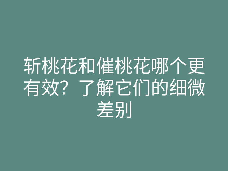 斩桃花和催桃花哪个更有效?了解它们的细微差别