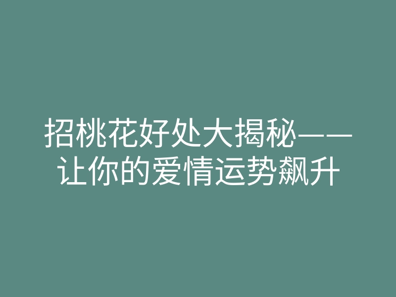 招桃花好处大揭秘——让你的爱情运势飙升