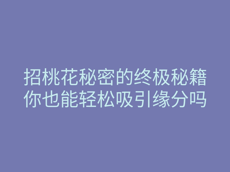 招桃花秘密的终极秘籍你也能轻松吸引缘分吗