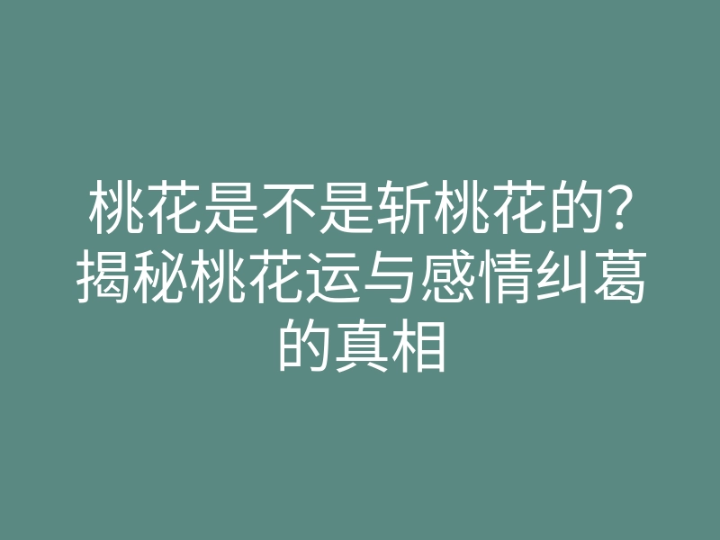 桃花是不是斩桃花的?揭秘桃花运与感情纠葛的真相
