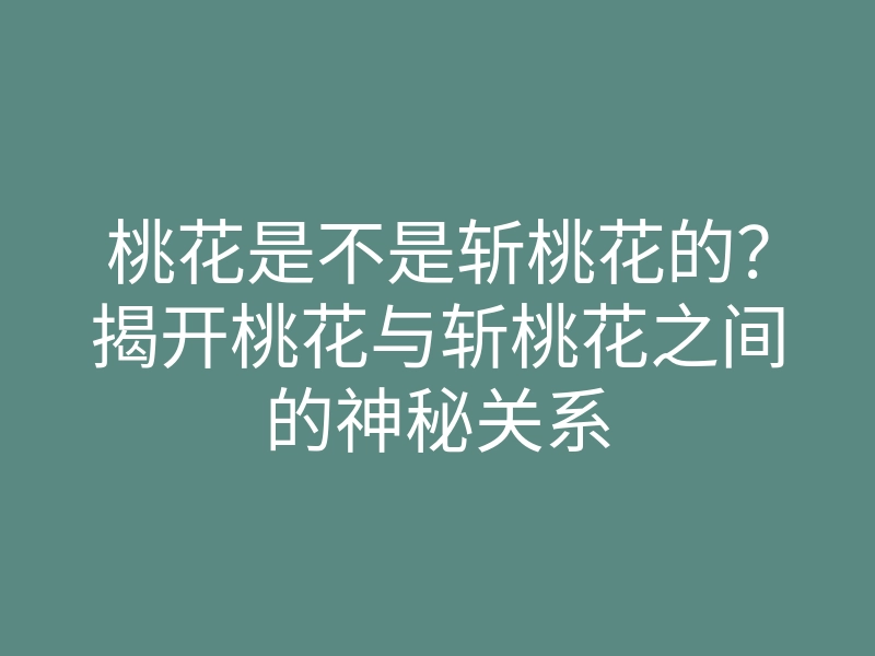桃花是不是斩桃花的?揭开桃花与斩桃花之间的神秘关系