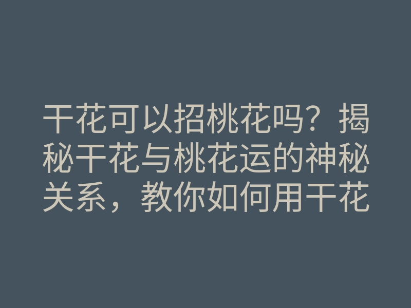 干花可以招桃花吗?揭秘干花与桃花运的神秘关系,教你如何用干花提升桃花运