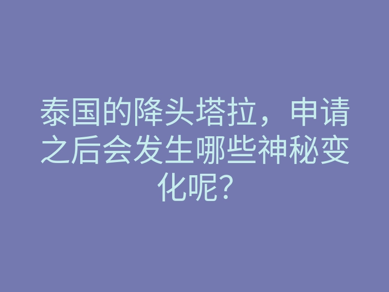 泰国的降头塔拉,申请之后会发生哪些神秘变化呢?