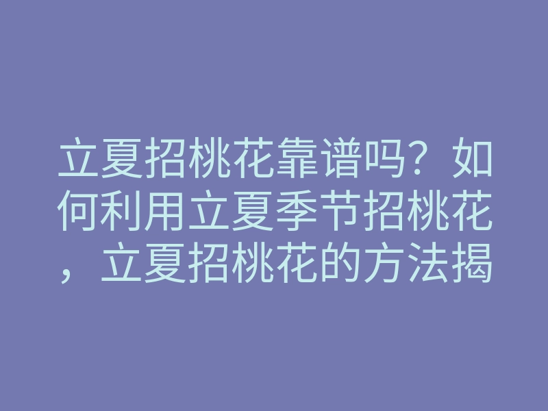 立夏招桃花靠谱吗?如何利用立夏季节招桃花,立夏招桃花的方法揭秘