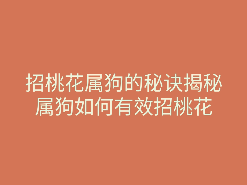 招桃花属狗的秘诀揭秘属狗如何有效招桃花