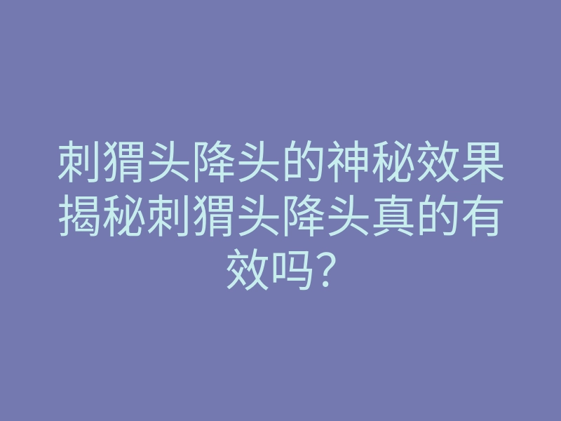 刺猬头降头的神秘效果揭秘刺猬头降头真的有效吗?