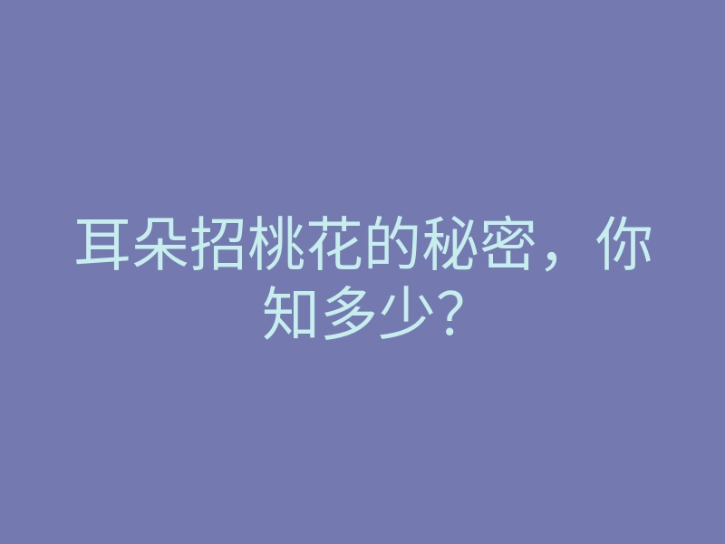 耳朵招桃花的秘密,你知多少?