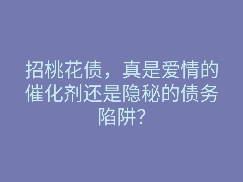 招桃花债,真是爱情的催化剂还是隐秘的债务陷阱?