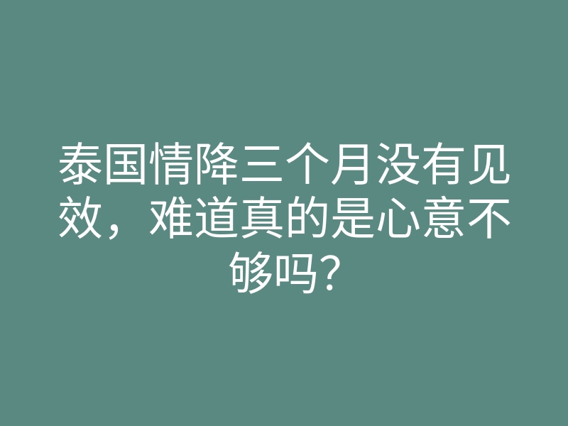 泰国情降三个月没有见效,难道真的是心意不够吗?