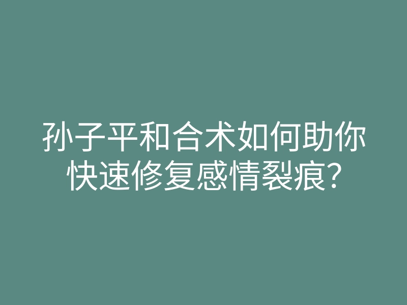 孙子平和合术如何助你快速修复感情裂痕?