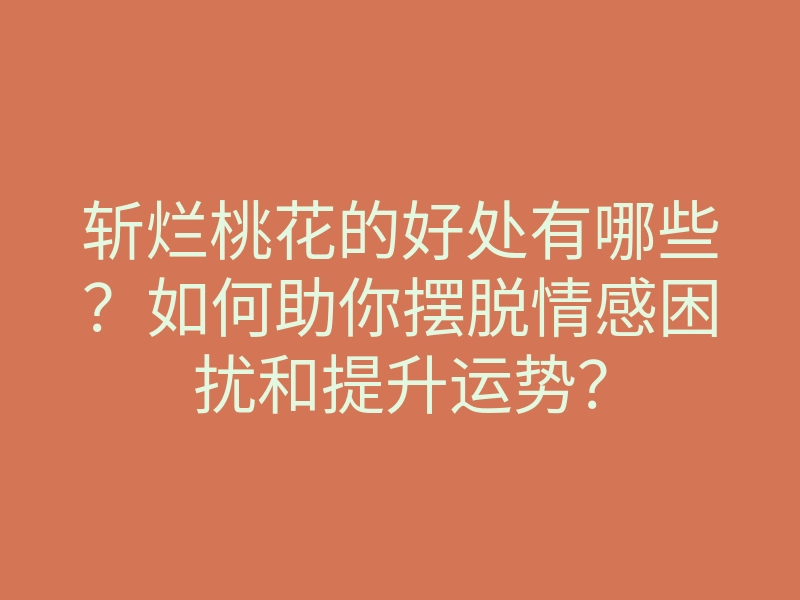 斩烂桃花的好处有哪些？如何助你摆脱情感困扰和提升运势？