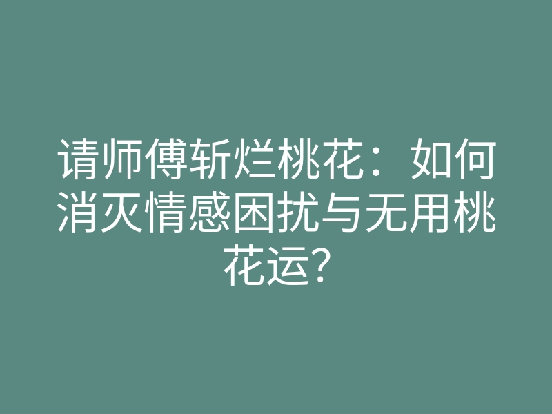 请师傅斩烂桃花:如何消灭情感困扰与无用桃花运?